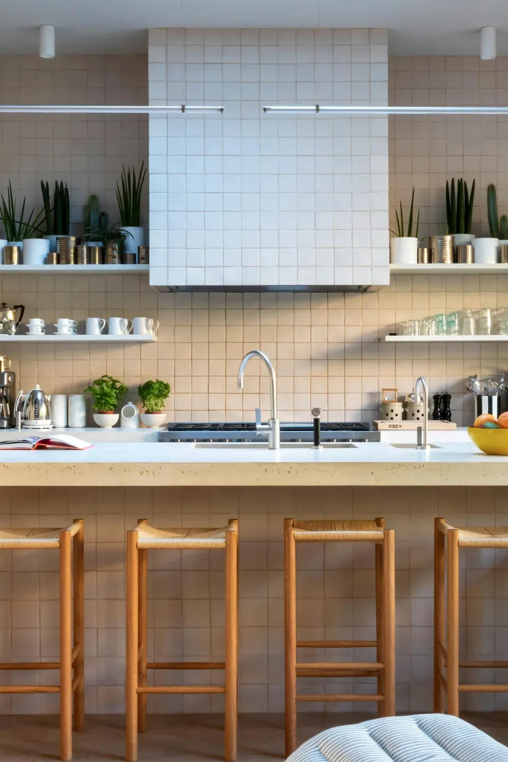 Kitchen Backsplash and Wall with Smooth Tiles