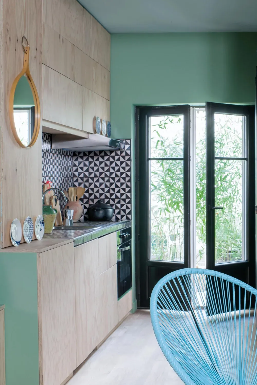 Black Ceramic Tile Backsplash in White