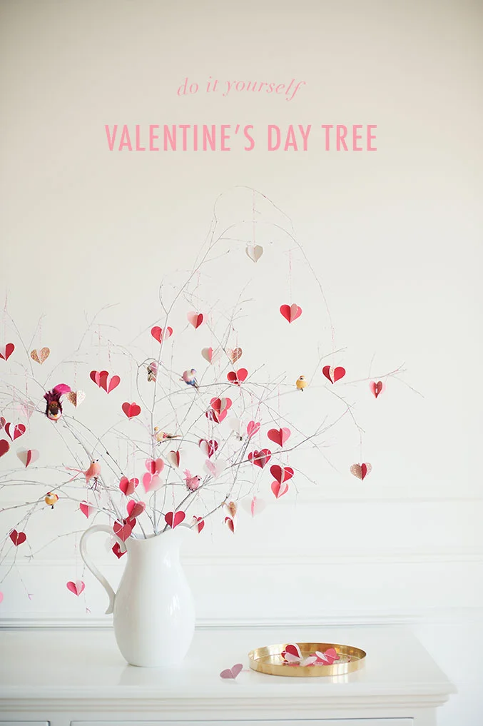 15. Árbol de rama DIY para el Día de San Valentín