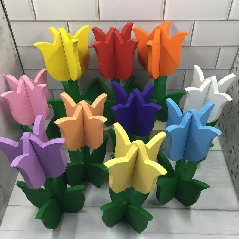 3D Wooden Spring Tulip