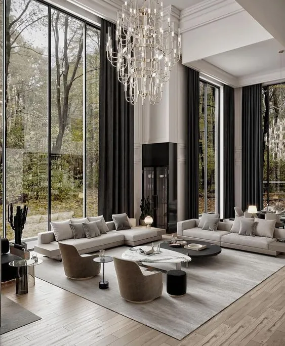 Ideas for Living Room with Very High Ceilings