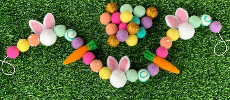 8. 毛毡复活节花环（含兔子与胡萝卜）
