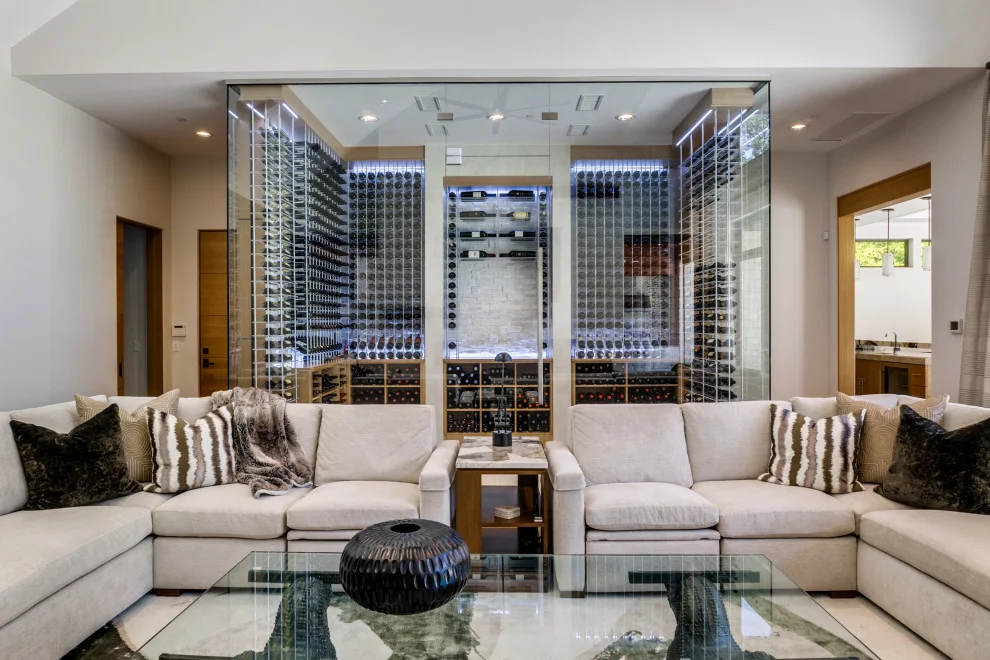 17. Modern Glass Wine Room