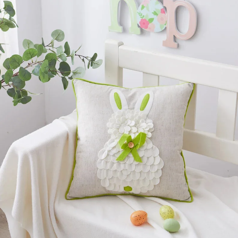 6. 3D手工复活节兔子抱枕套