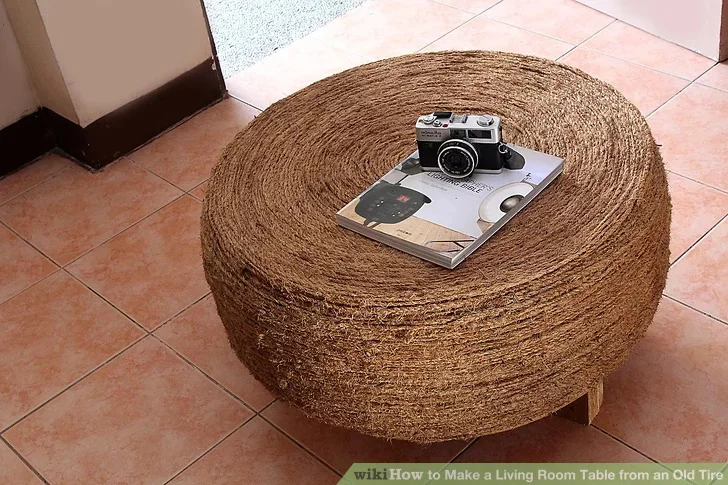 13. Hazlo tú mismo: mesa de neumático viejo para sala