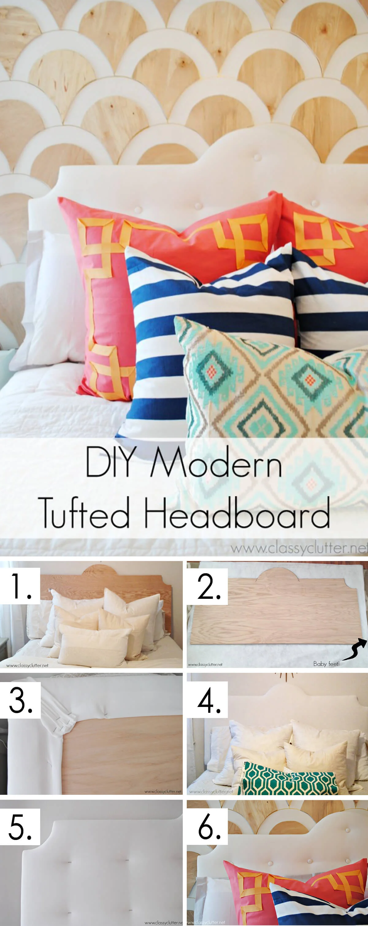 11. Cabeza de cama moderna DIY con detalles bordados