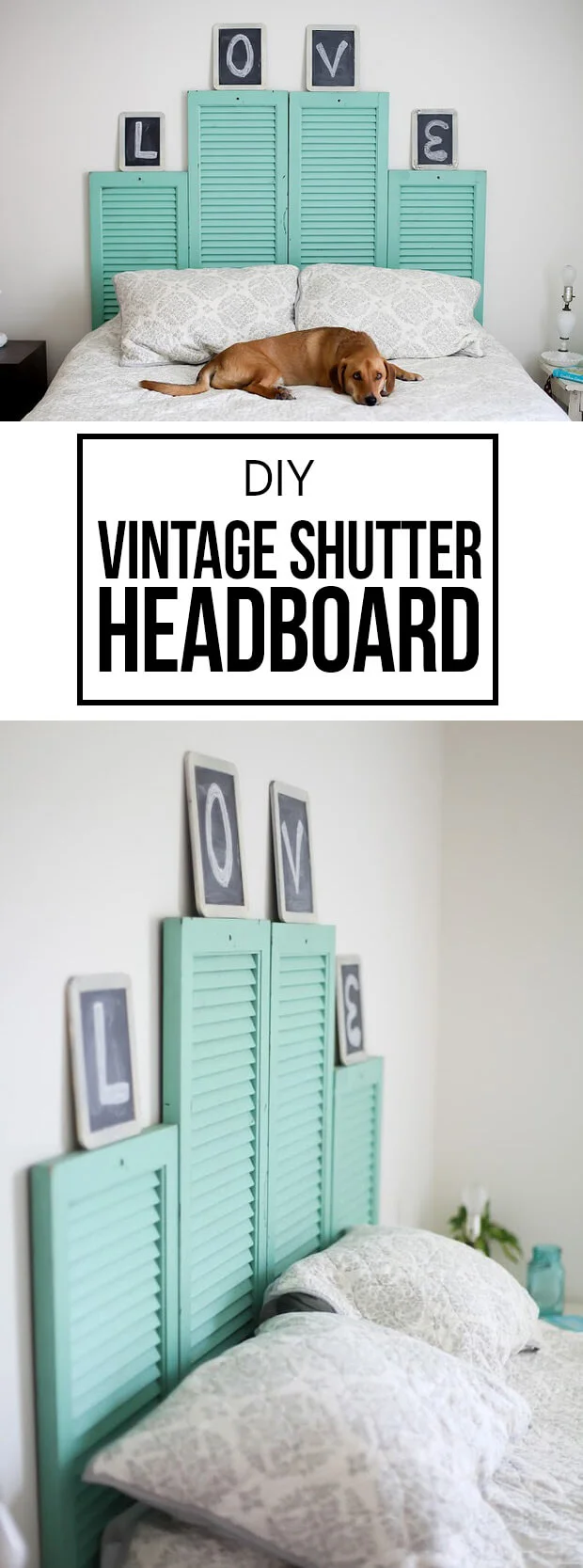 10. Cabeza de cama DIY con persianas vintage