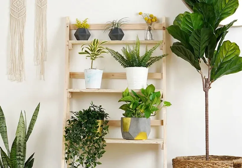 6. Soporte de plantas DIY hecho con escalera