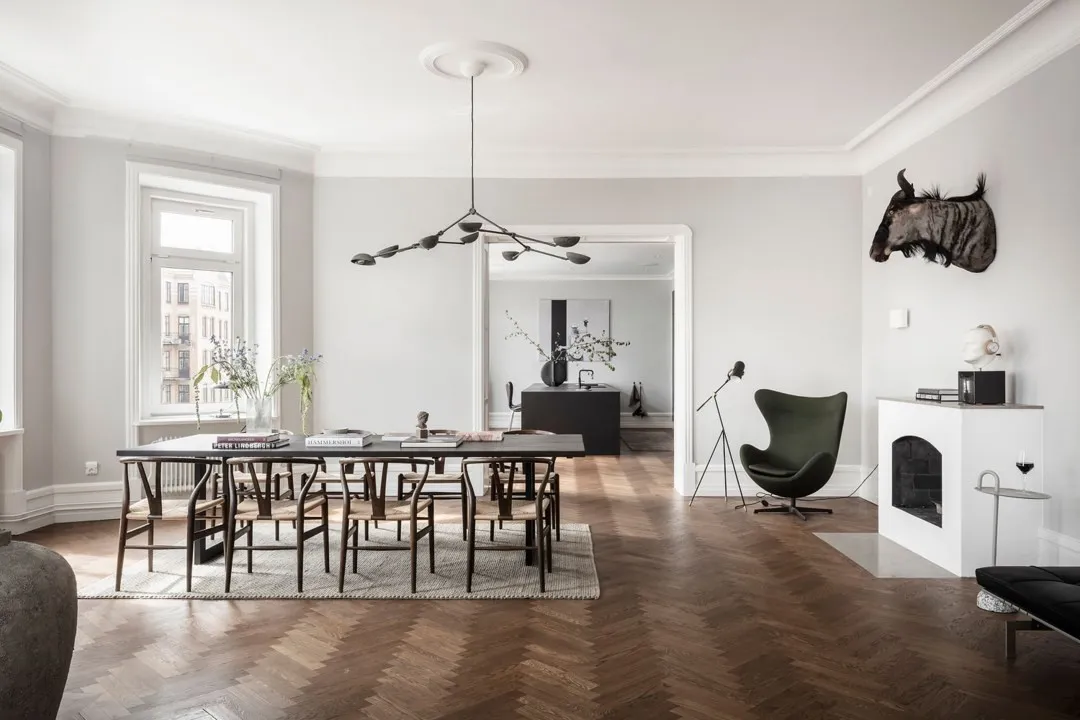 奢华北欧风格带黑色细节的公寓设计