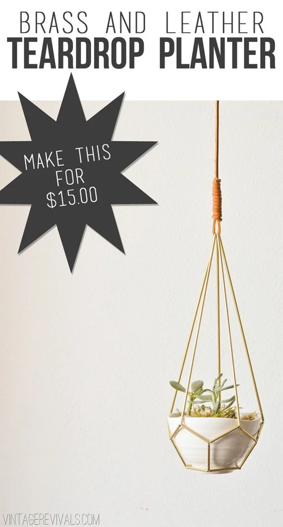 3. DIY Leather and Brass Hanging Planter