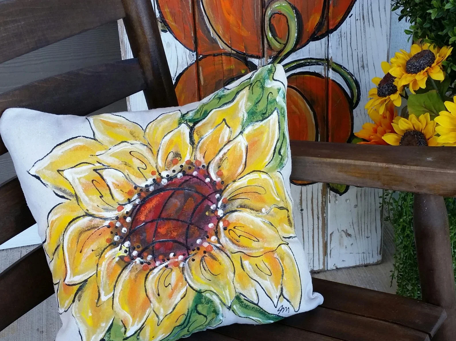 7. Handwritten Sun Pillow
