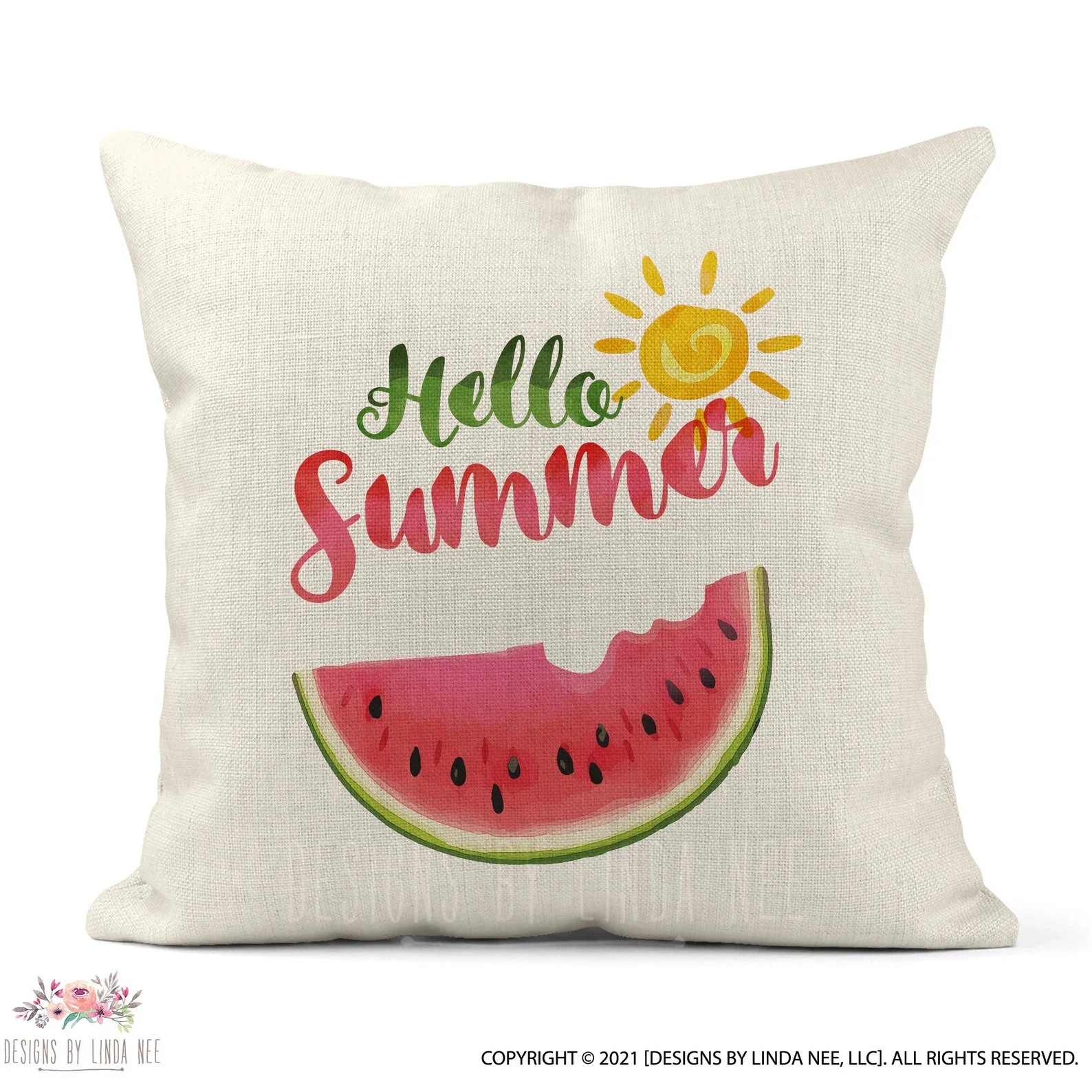 4. 带有 'Hello Summer' 字样的西瓜枕头