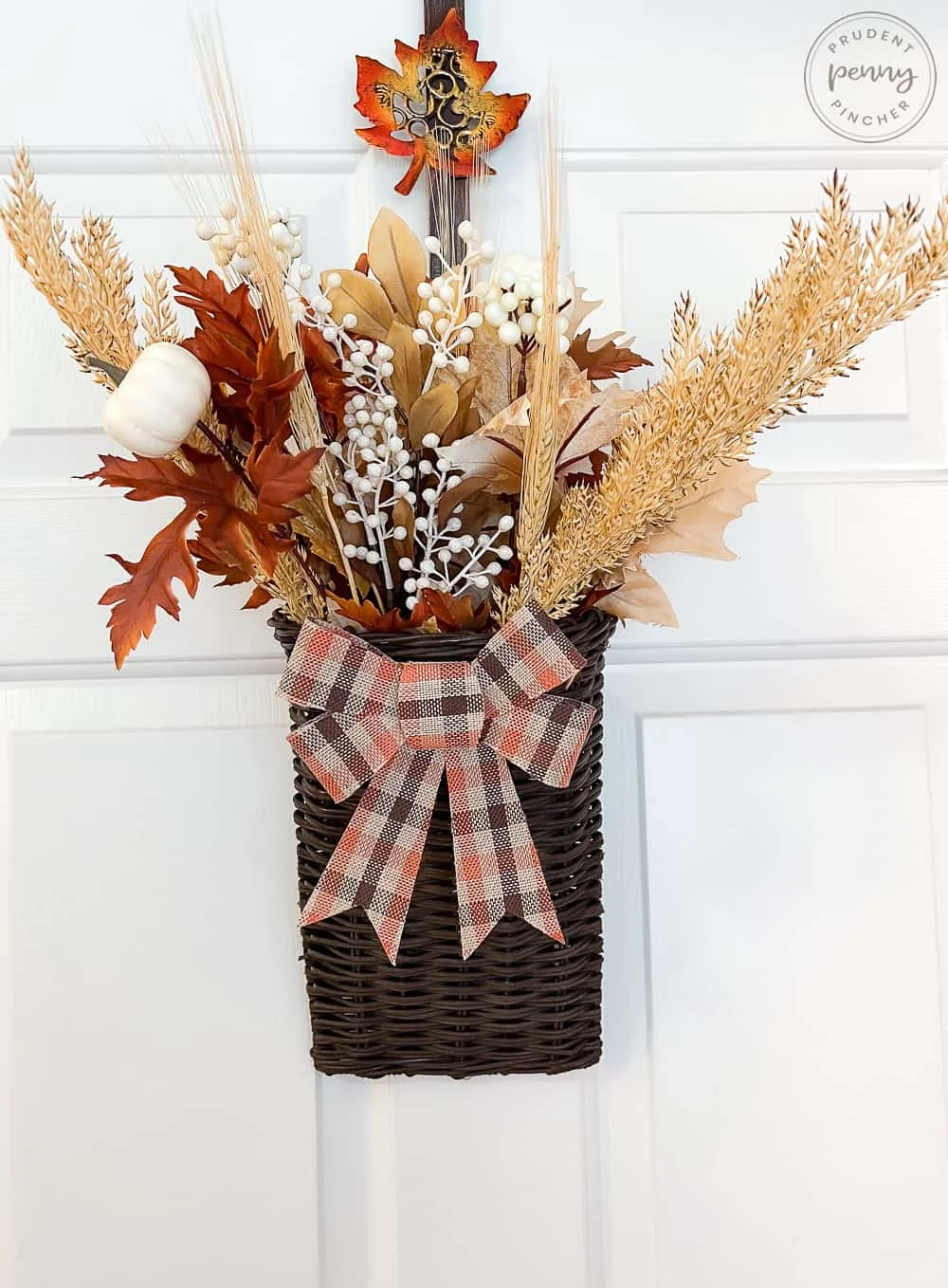 14. DIY Door Basket Wreath for Autumn