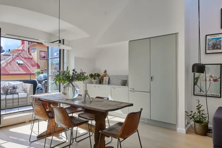 Spacious and Bright Swedish Penthouse with Large Windows Opening to the Terrace