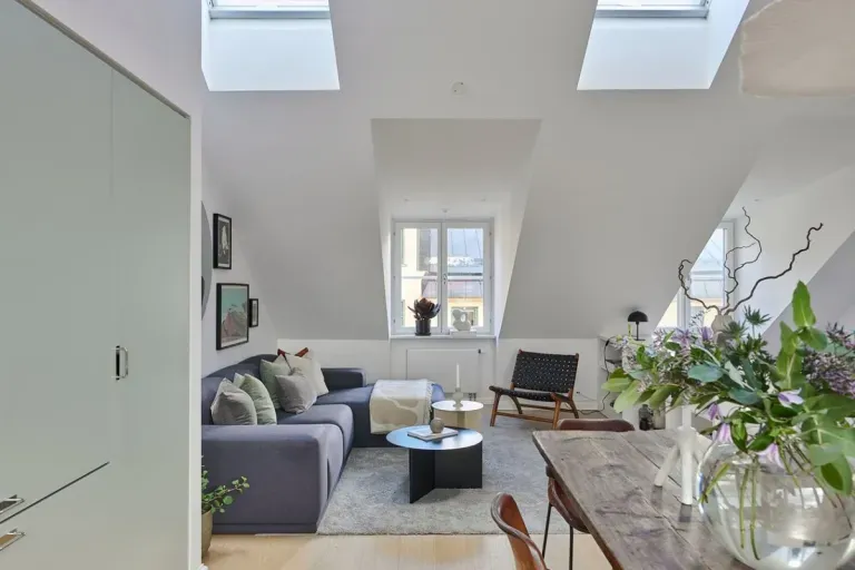 Spacious and Bright Swedish Penthouse with Large Windows Opening to the Terrace