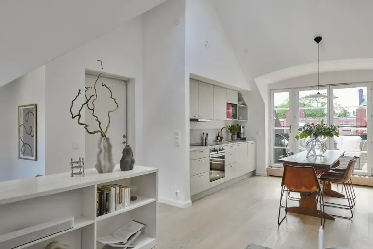 Spacious and Bright Swedish Penthouse with Large Windows Opening to the Terrace