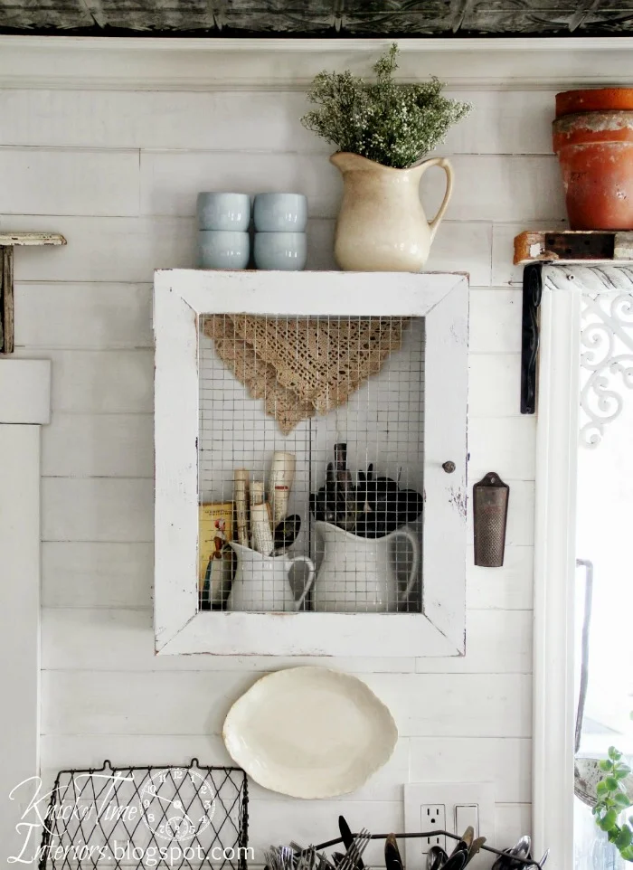 11. DIY Primitive Cabinet from Recycled Wooden Box and Frame
