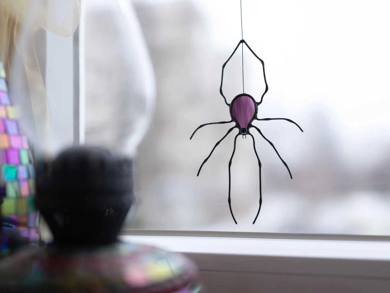 14. Spider Window Hanging from Stained Glass