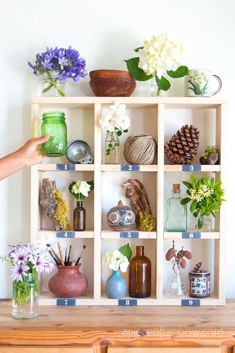 8. DIY Farmhouse Wall Cube Shelf Like Pottery Barn for $15