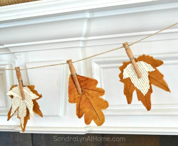 10. Fall Leaf Flag from Book Pages