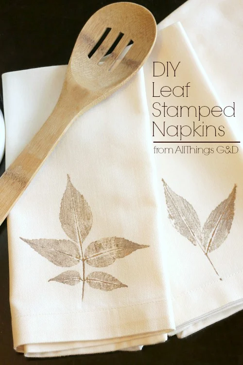 8. DIY Leaf Print Napkins