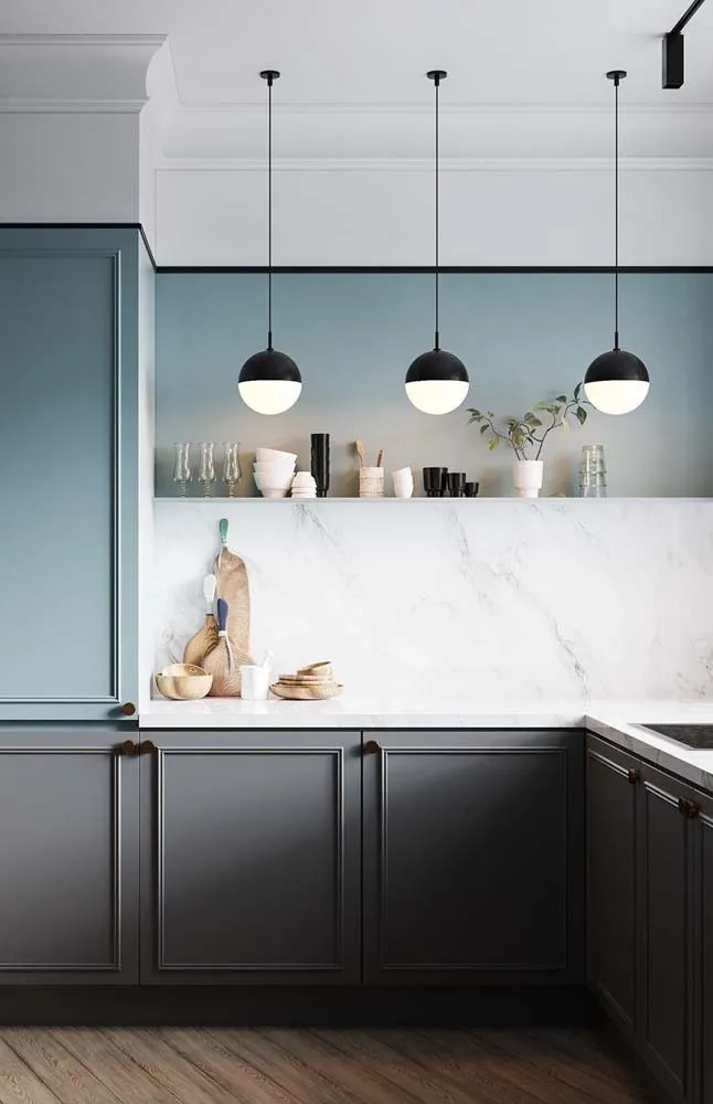蓝色和白色调的厨房灵感设计