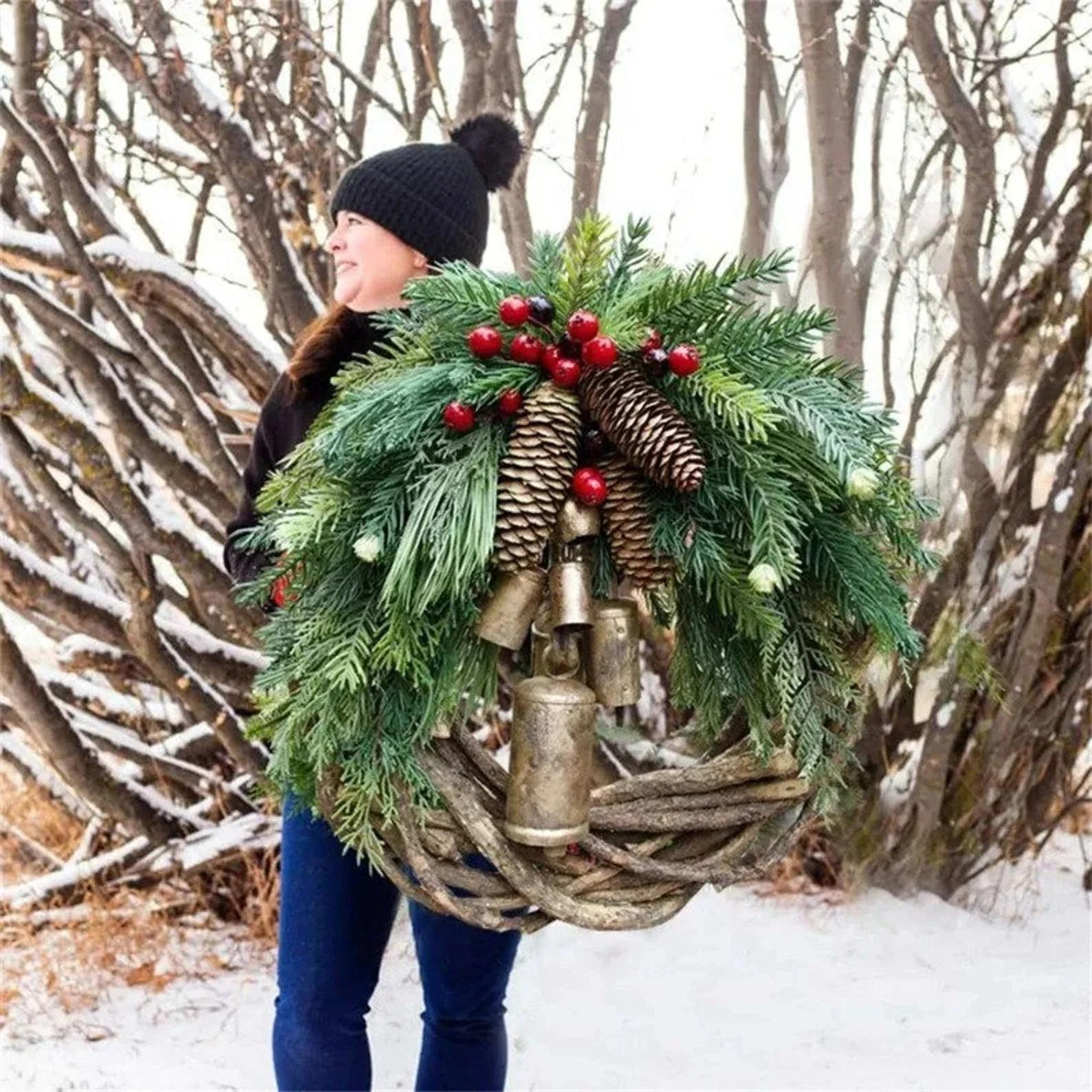 12. Farmhouse Style Christmas Wreath