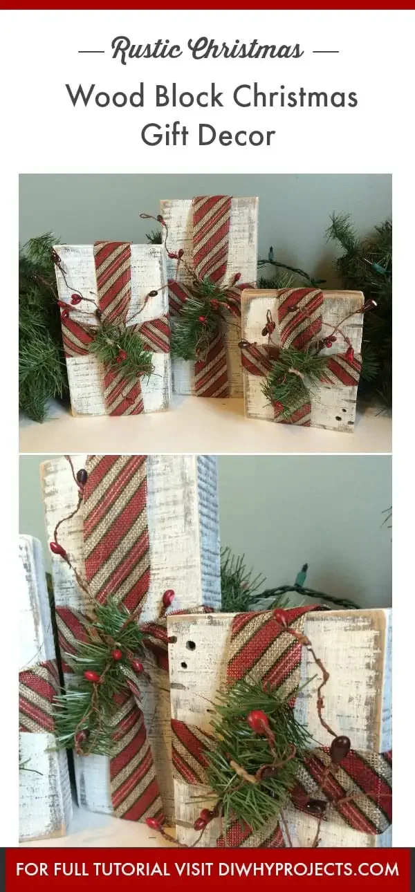 7. DIY РУСТIC ДЕРЕВ'ЯНИЙ БЛОК РІЗДВЯНИХ ПОДАРОЧНИХ ПРИКРАС