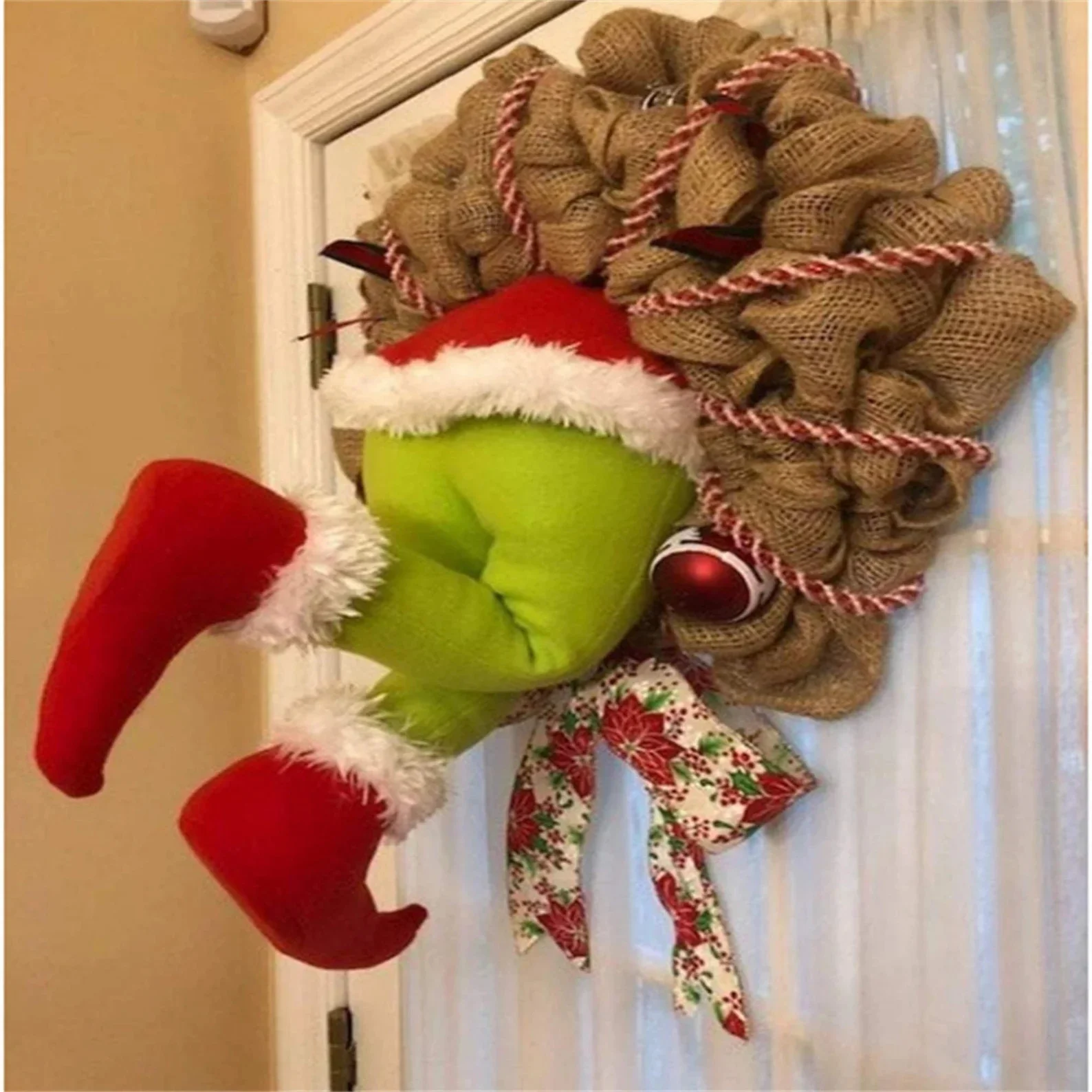 11. Velvet Christmas Wreath with Grinch