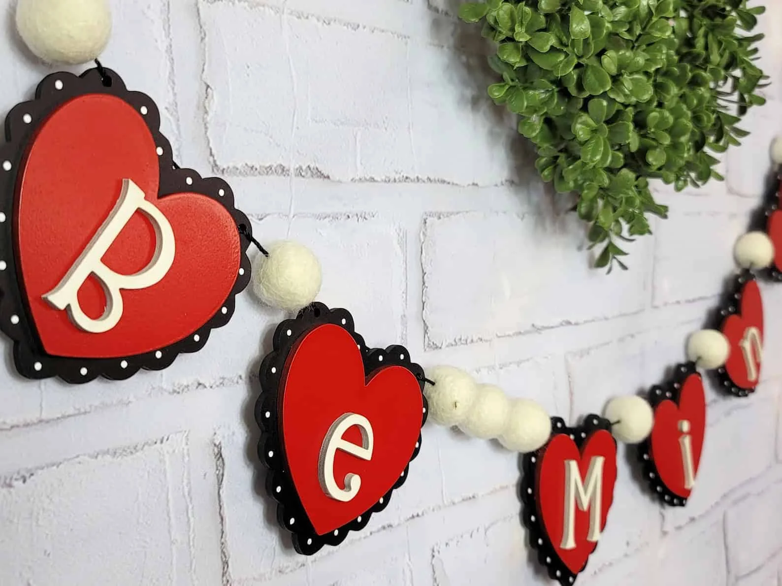 8. Wooden Heart Banner for Valentine's Day