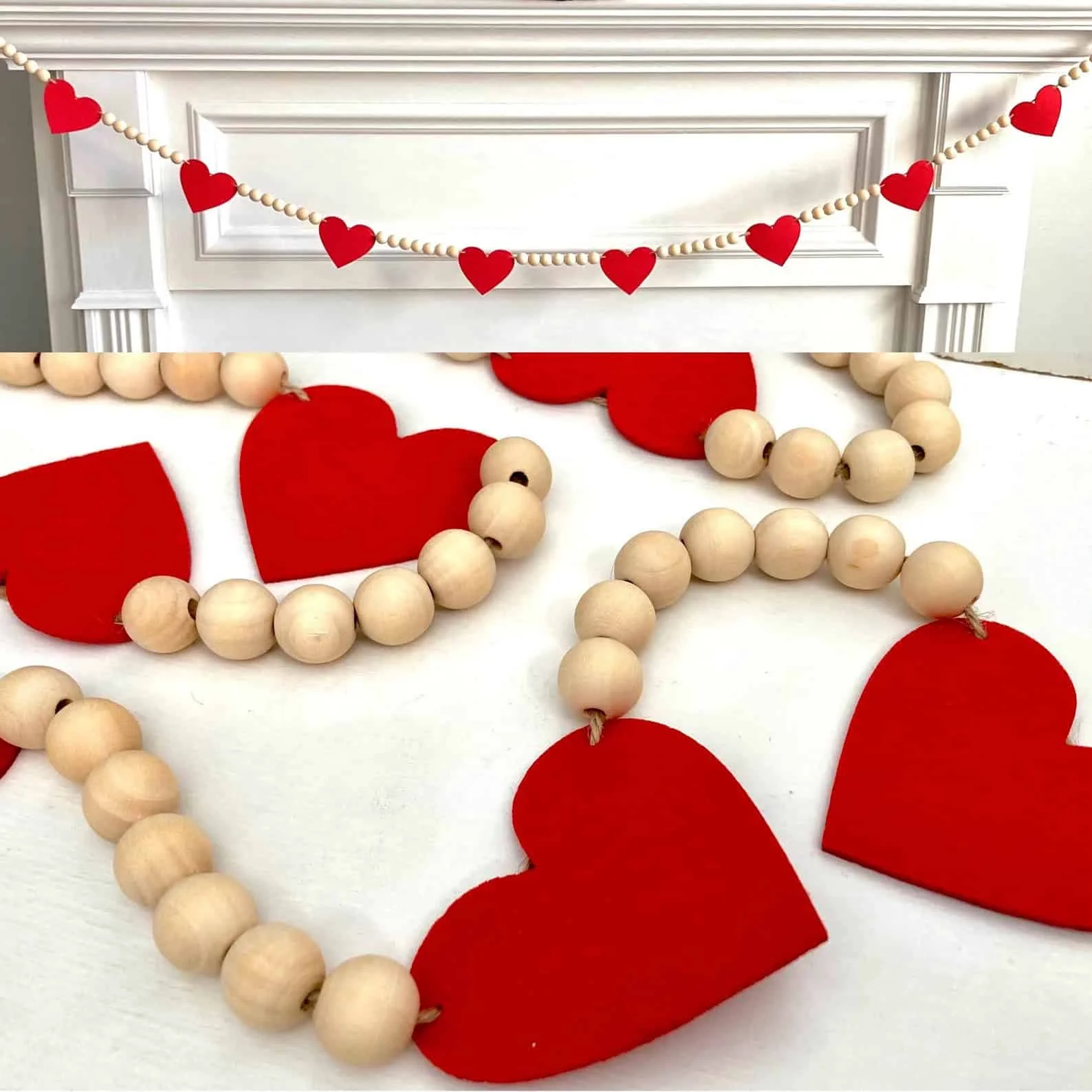 13. Red Felt Garland with Wooden Beads