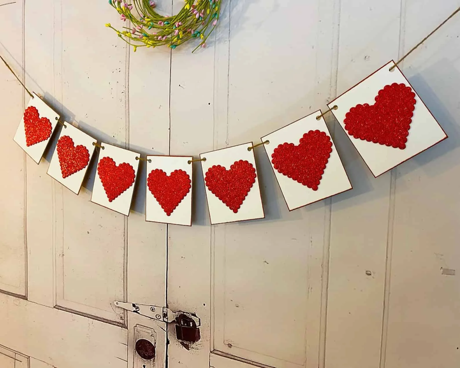 2. Banner with Sparkly Red Hearts