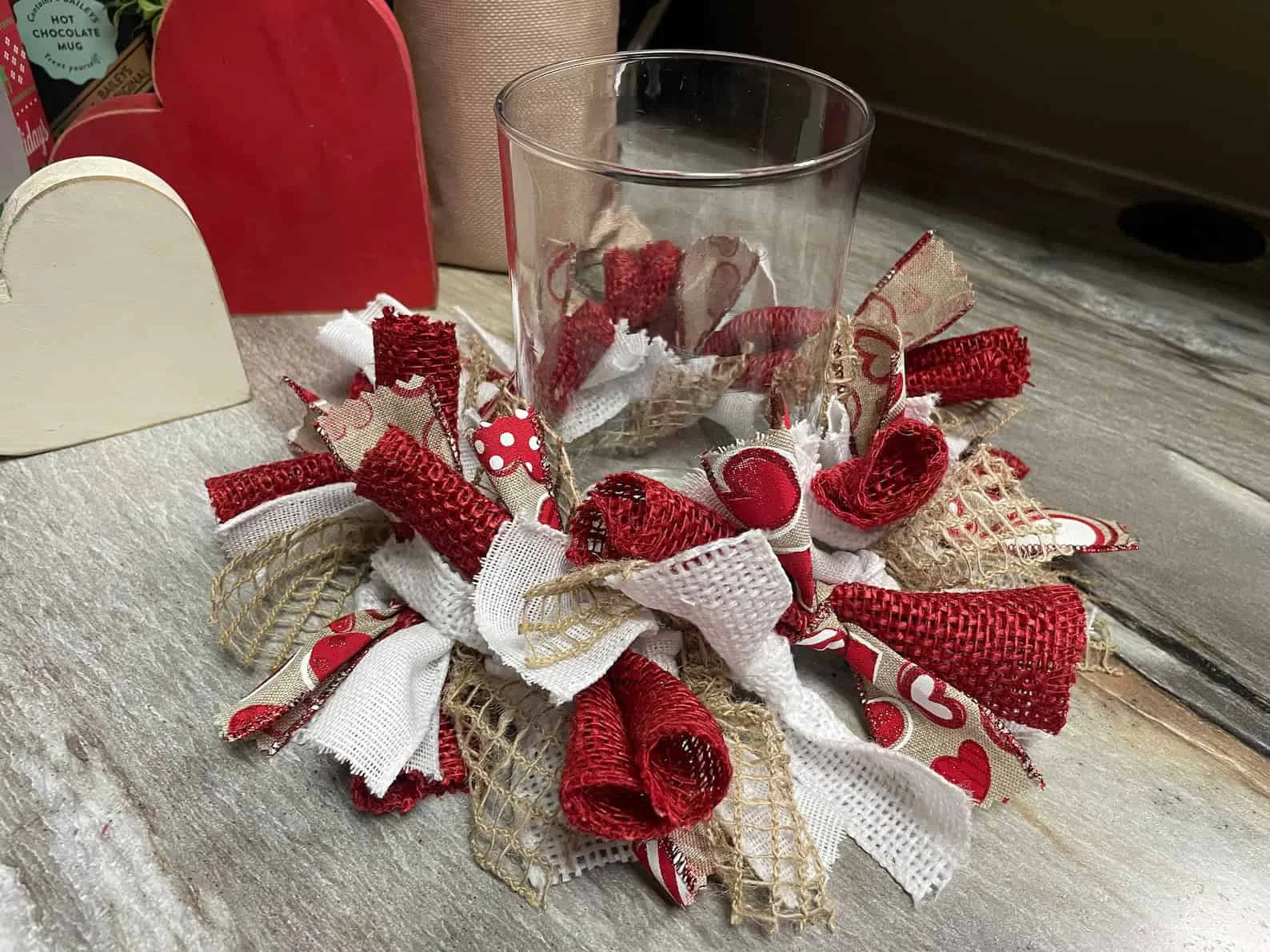 15. Valentine from Linen Fabric with Candles