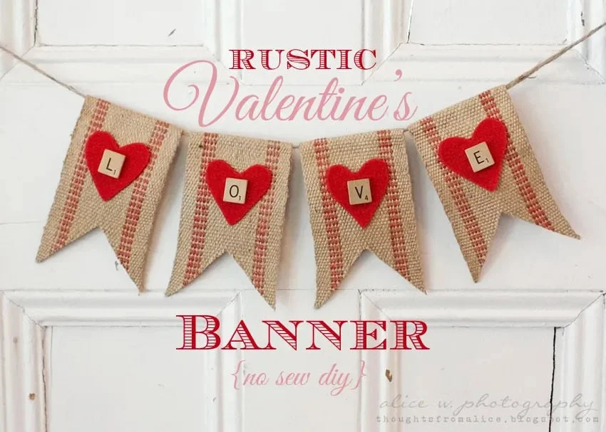 14. WOODEN VALENTINE BANNER WITH LOVE