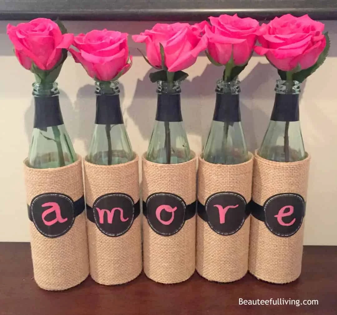 8. DIY jarrones con botellas de vino