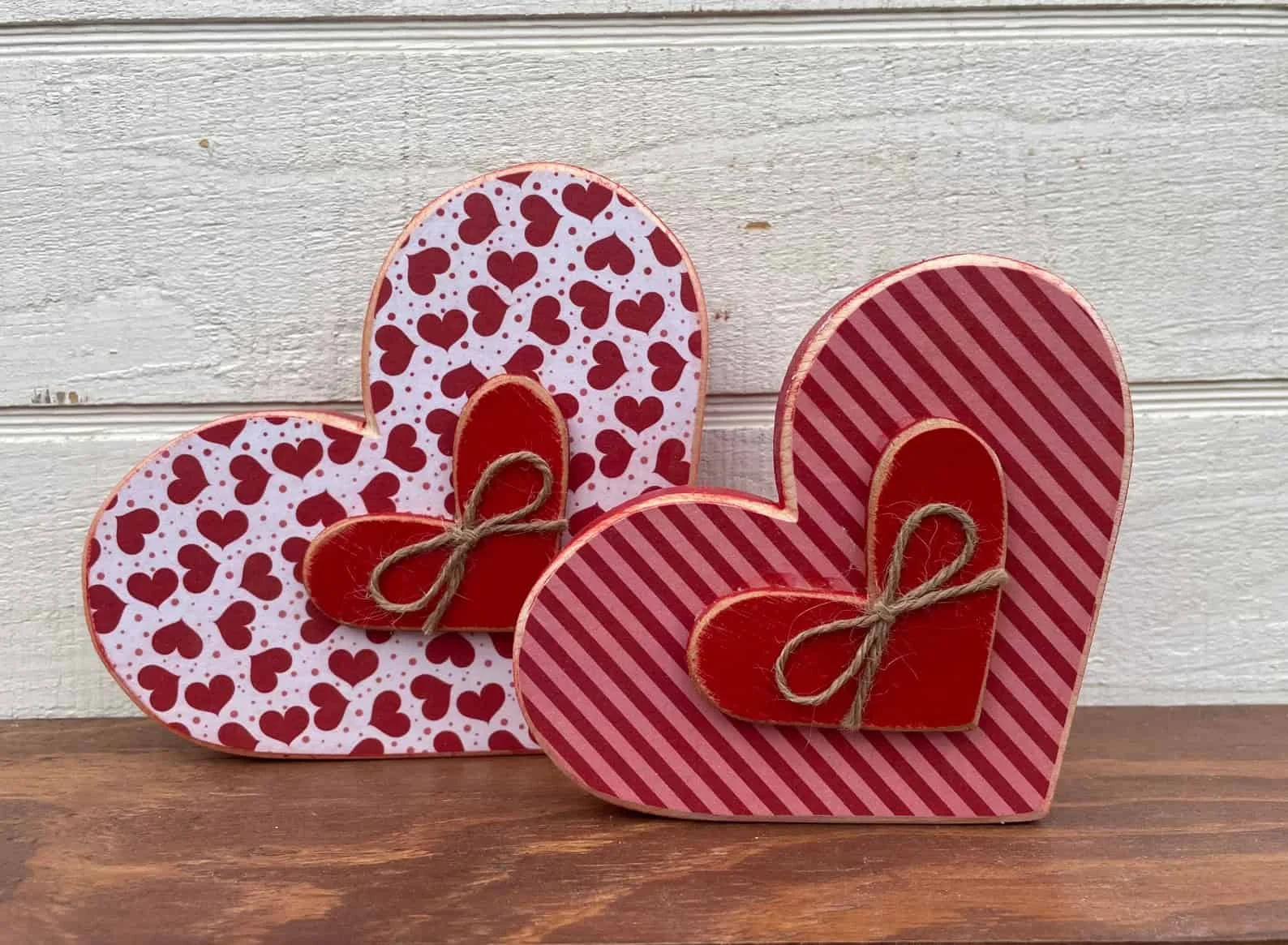 16. Wooden Heart Decorations for Valentine's Day