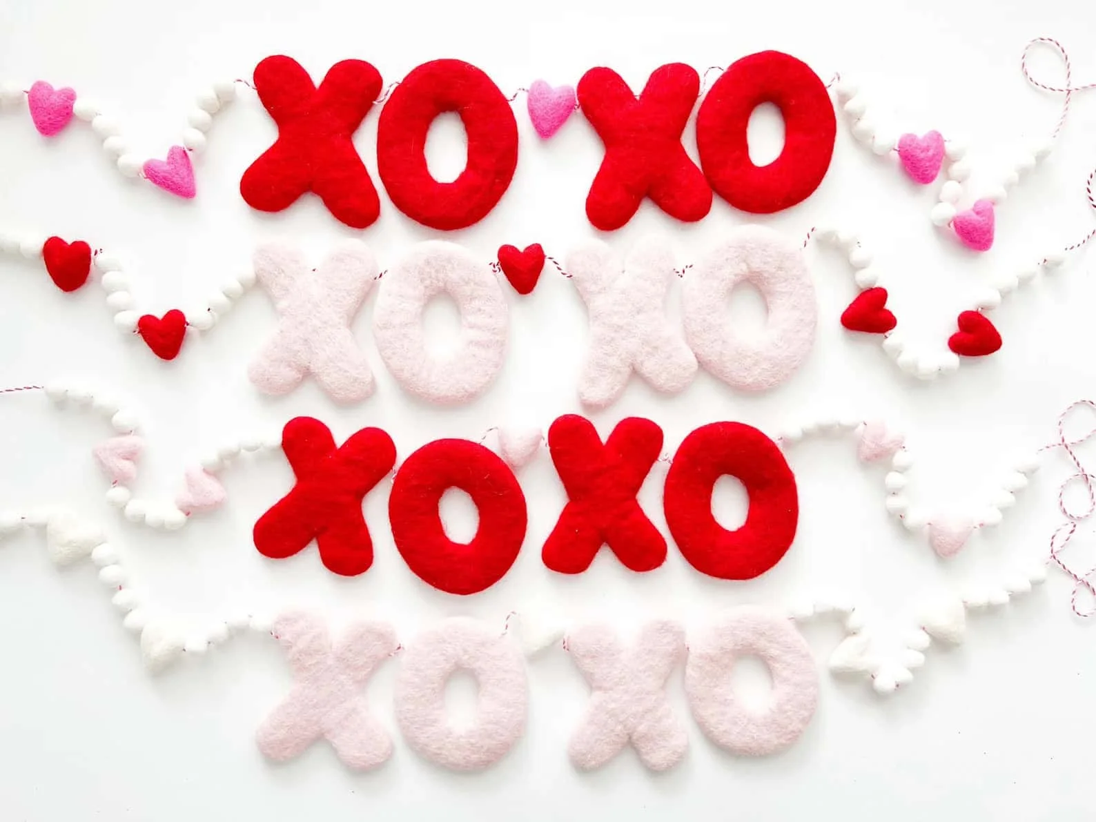 9. Felt Garland with XOXO Letters and Mini Hearts