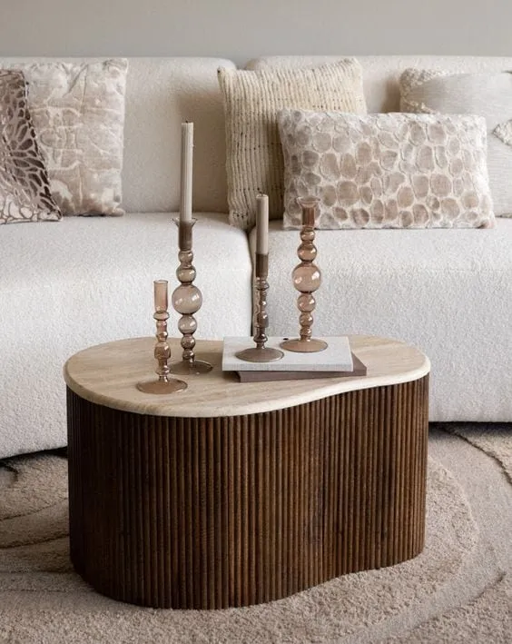 优雅的洞石咖啡桌款式适用于客厅