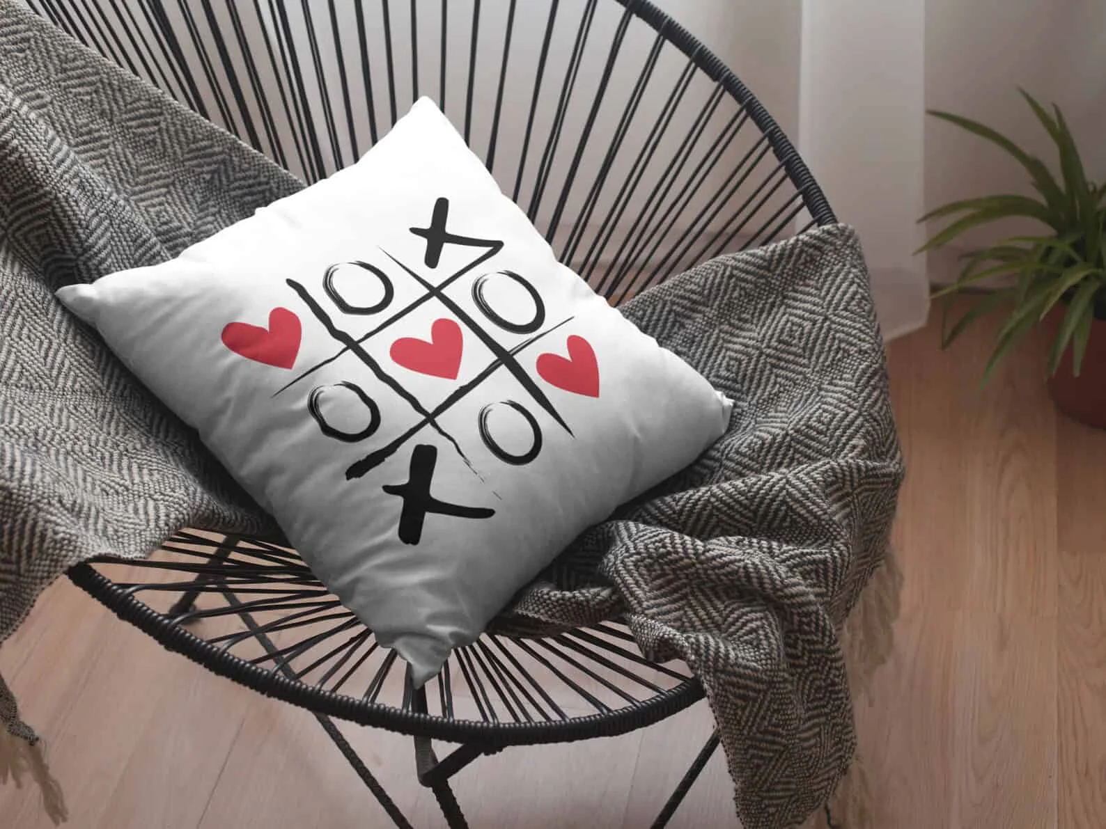 16. Square Polyester Pillow with Valentine XOXO Message