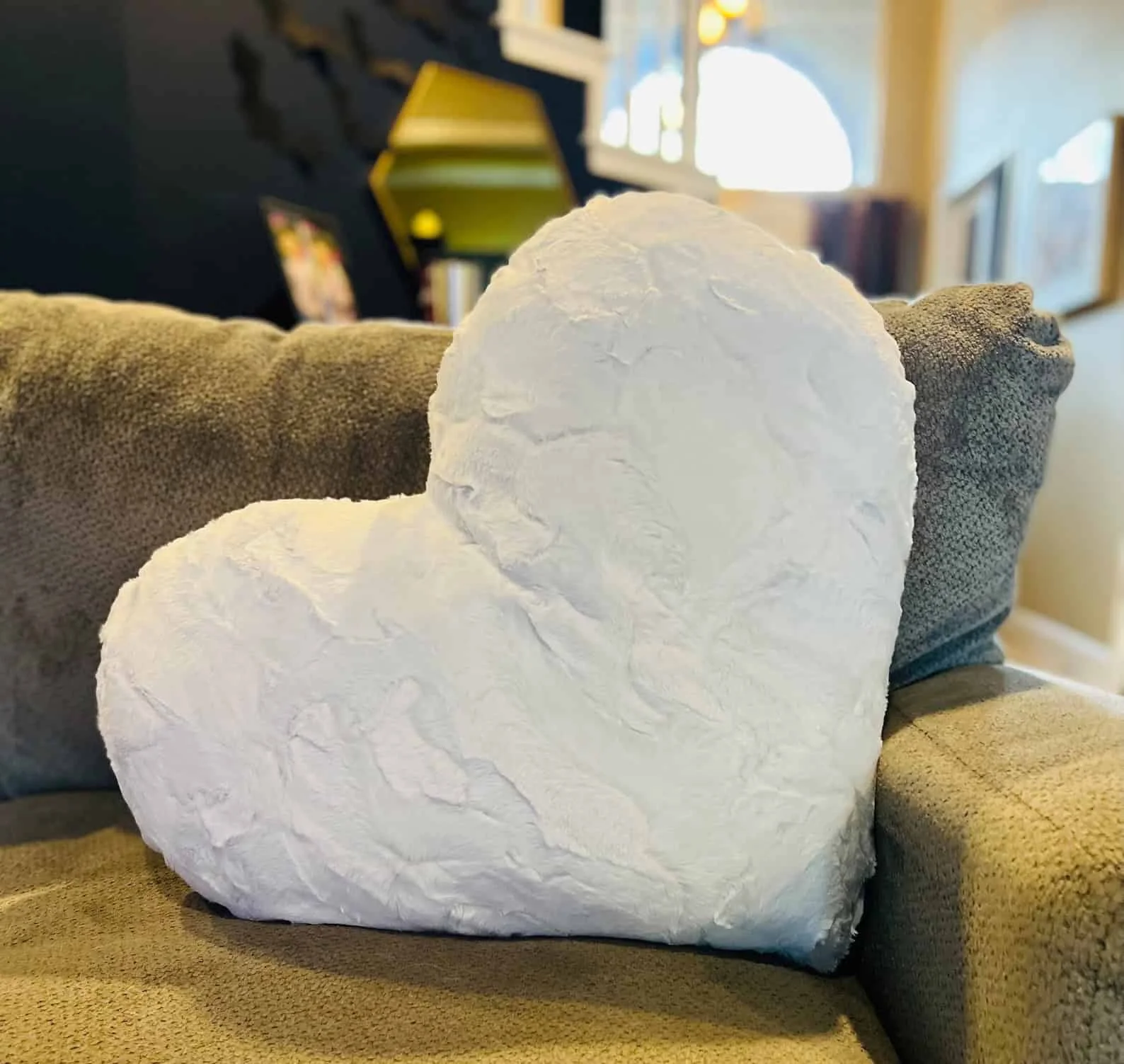9. White Heart Pillow