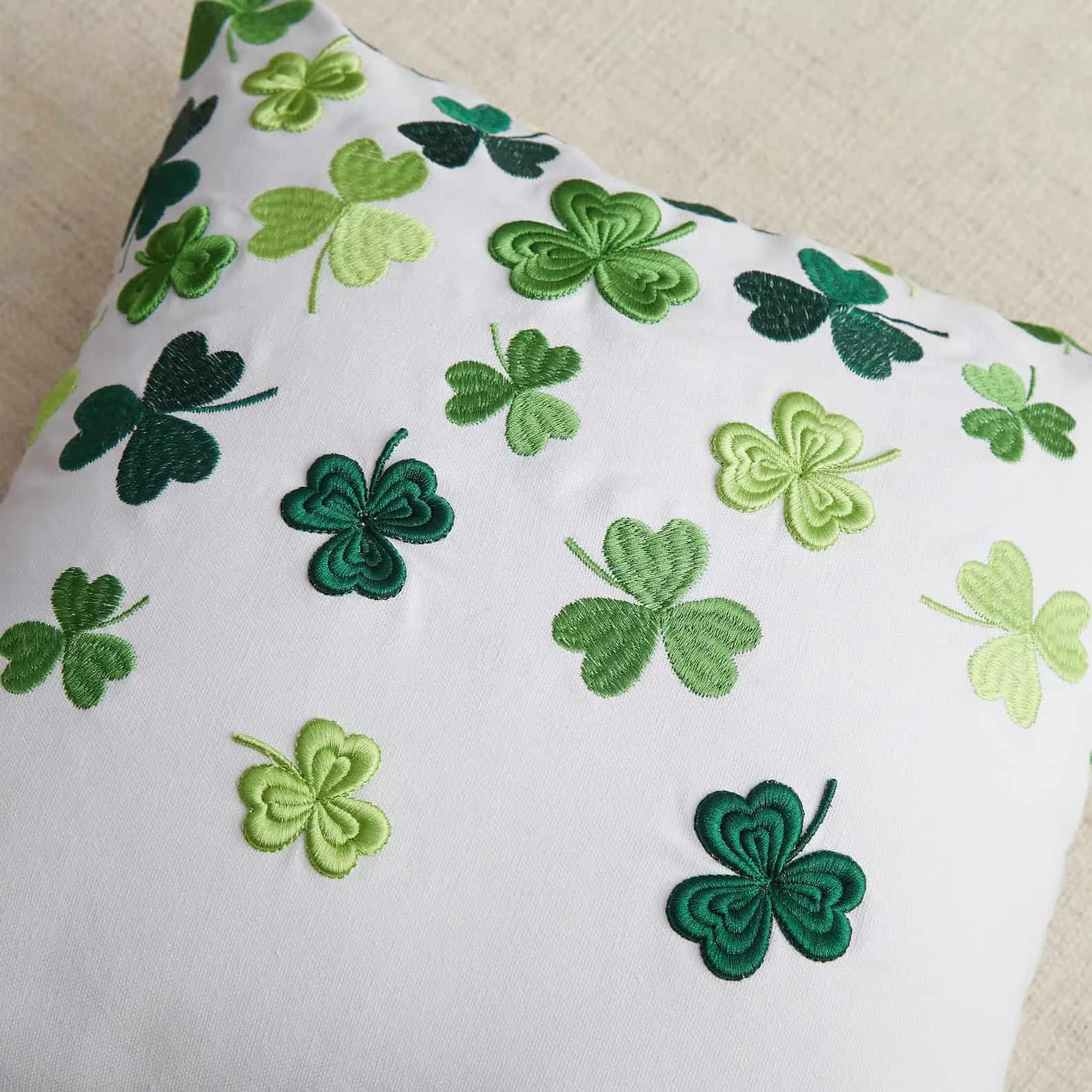 2. Clover Embroidery Pillow for St. Patrick's Day