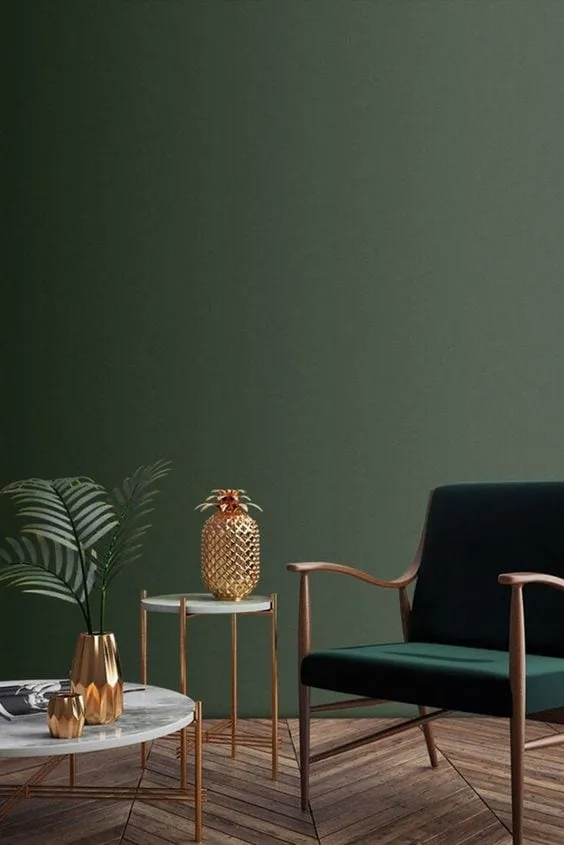 Ідеї для спокійного зеленого та дерев'яного дизайну кімнати