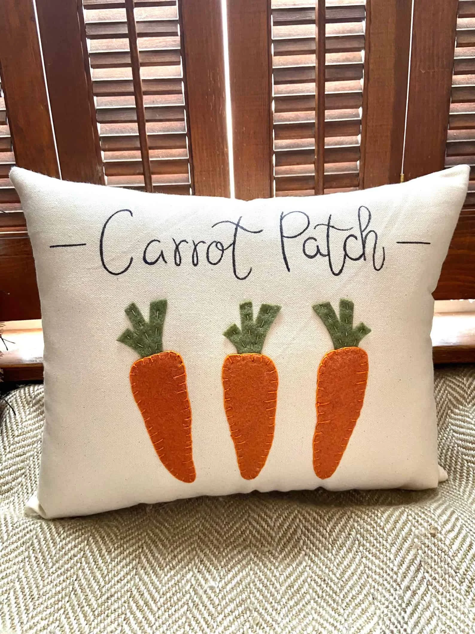 2. Almohada con campo de zanahorias