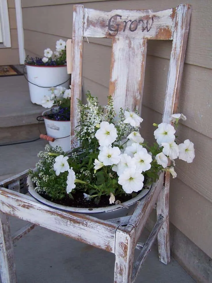 9. Turn Old Chairs into Beautiful Flower Beds and Planters