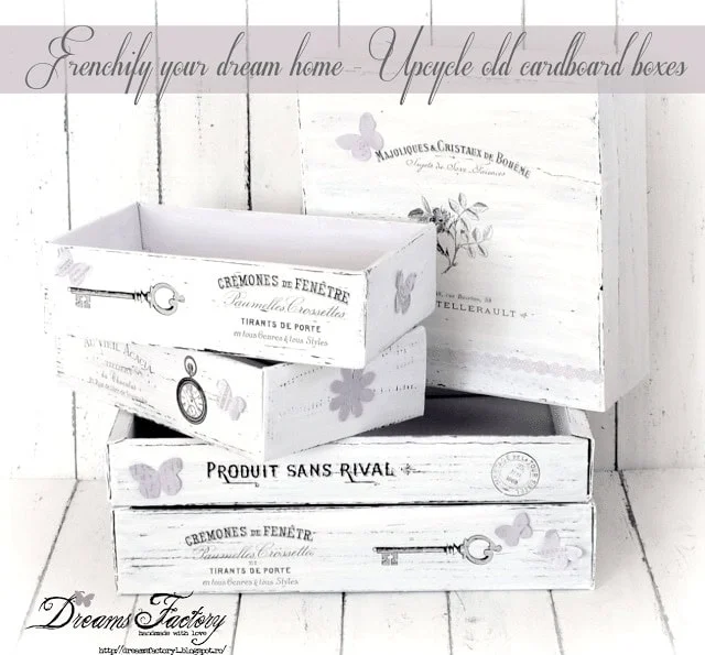 5. DIY ШЕБІ-ФРАНЦУЗСЬКІ КОРОБКИ З ПОВТОРНОГО КАРТОНУ