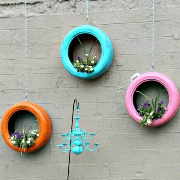 6. Simple and Unique DIY Tire Planters