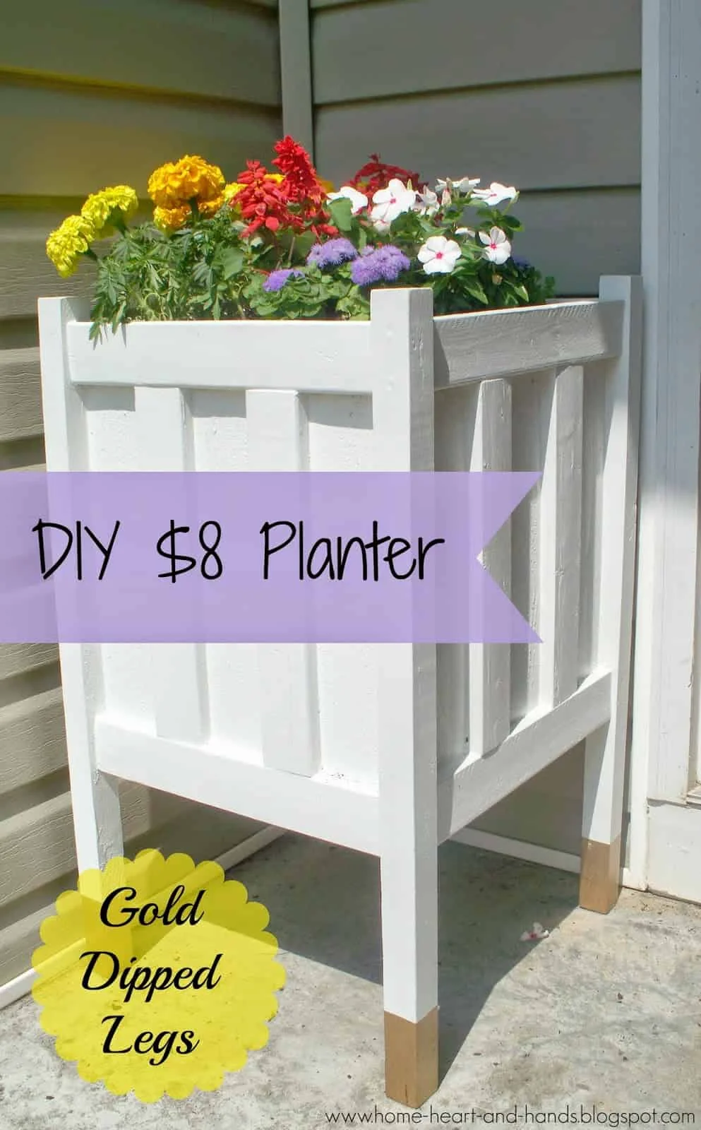 4. DIY Front Porch Flower Pot with Gold Legs