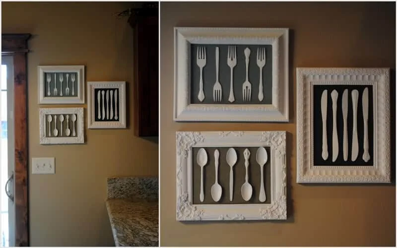 12. Decoración de cocina hecha por ti mismo - cuadro hecho con cubiertos
