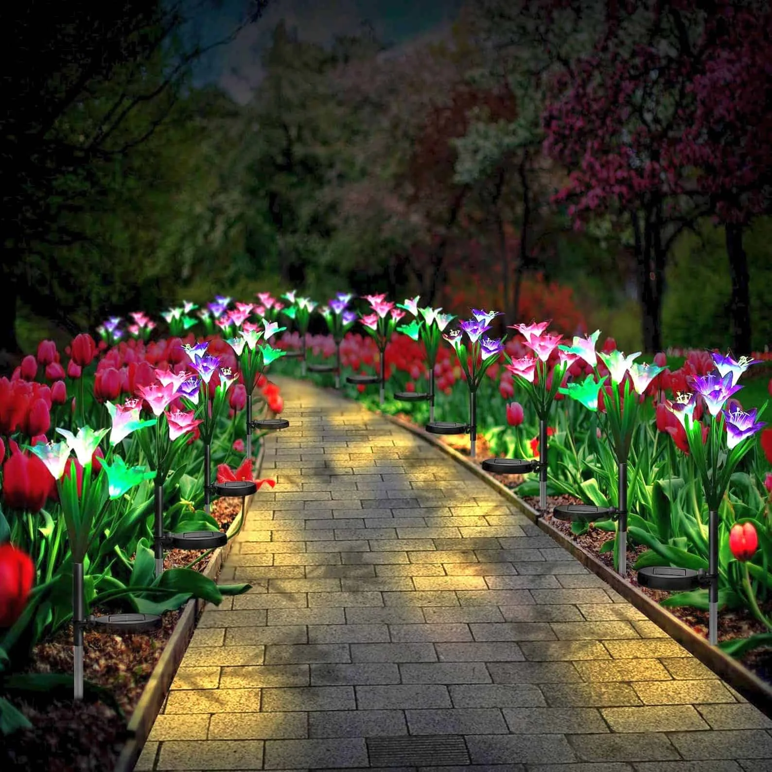 8. Lámparas solares con forma de flores