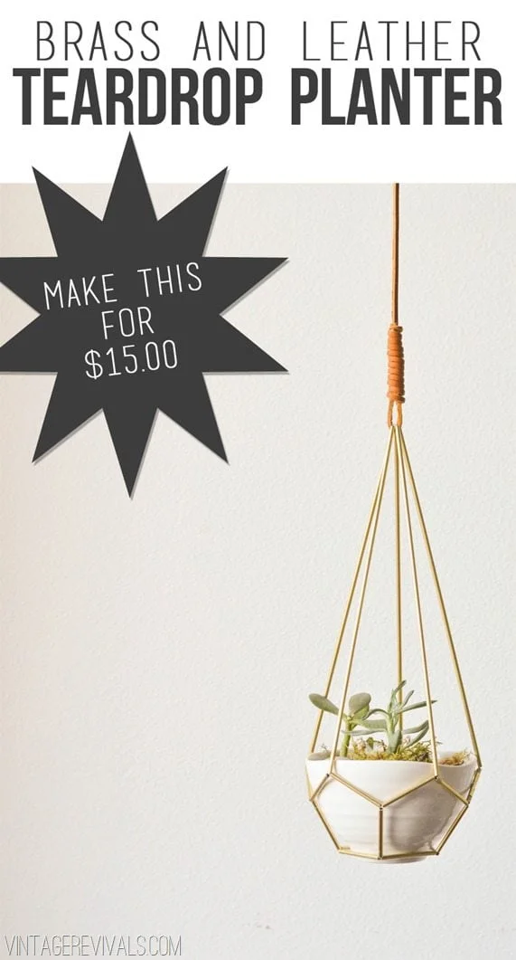 9. DIY Leather and Brass Tear-Shaped Hanging Planter